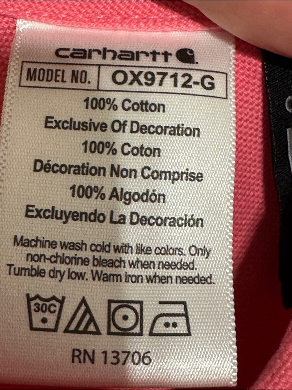 Carhartt Pink 100% Cotton Kids' Pink Overalls - Picture 3 of 4